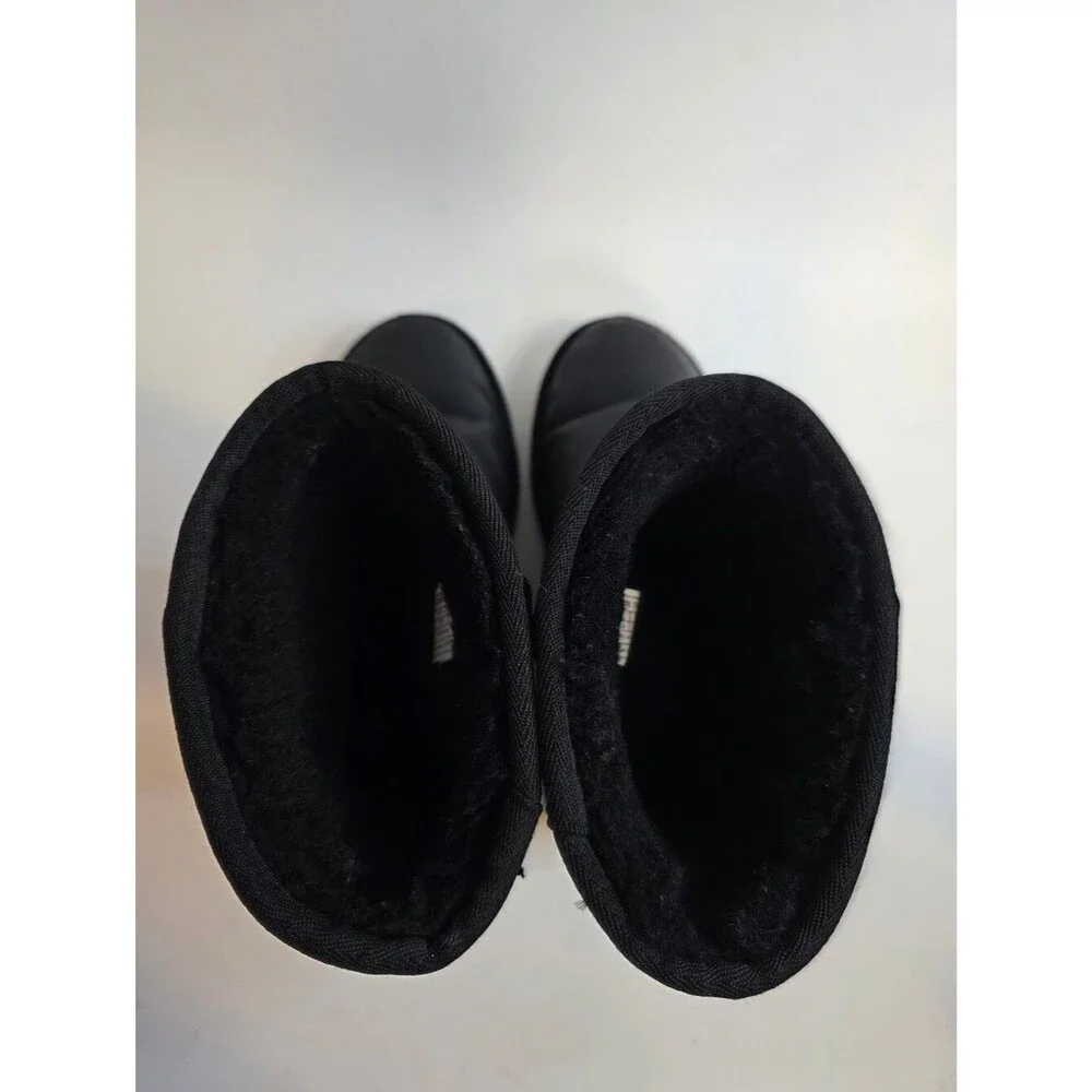 UGG Classic Short Leather Boots Black Shearling Lined Women’s Size 8 Waterproof